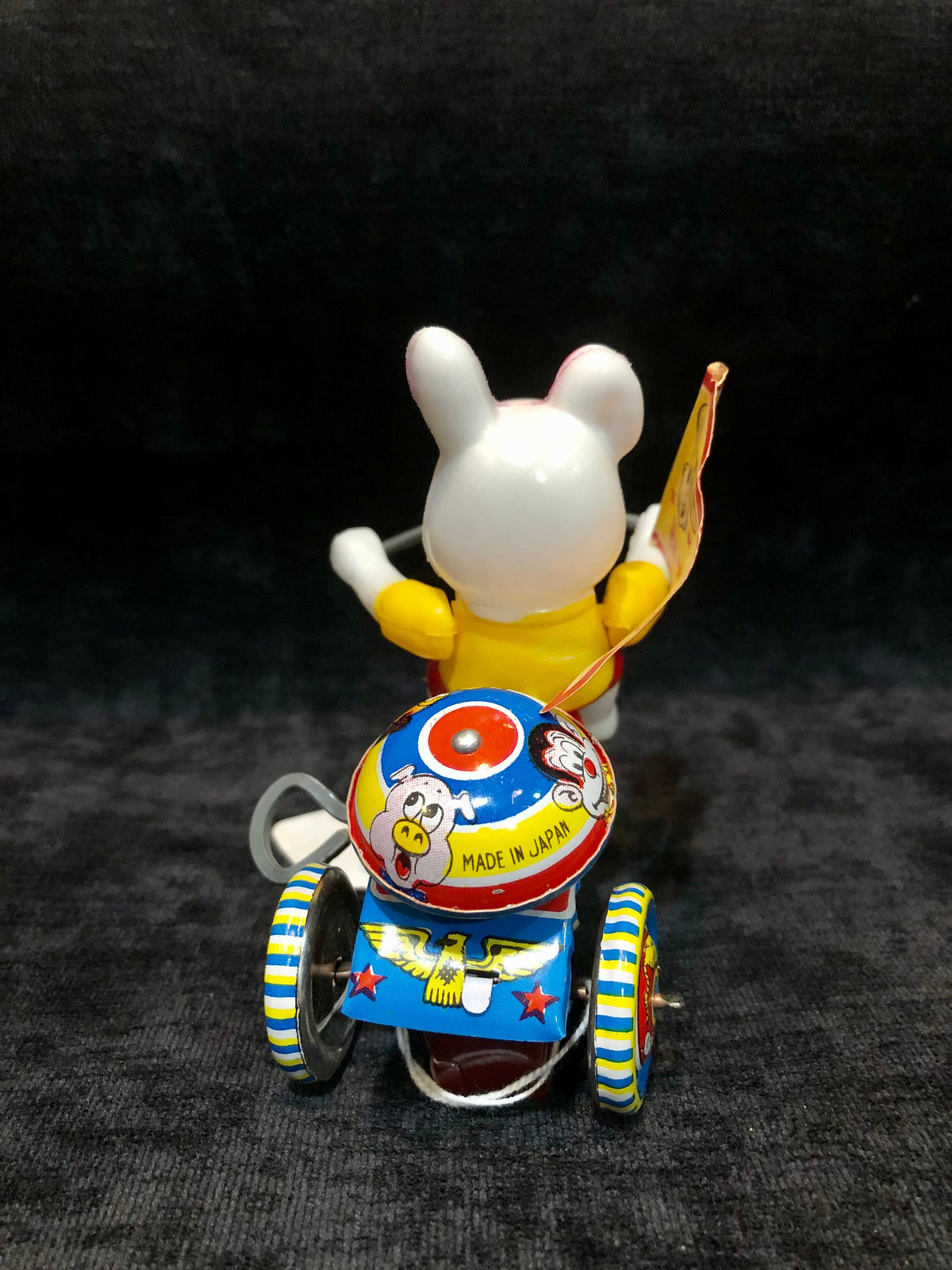 Toy Mechanical Rabbit on a Bike Vintage Easter toy - Mint In Box, Made in Japan