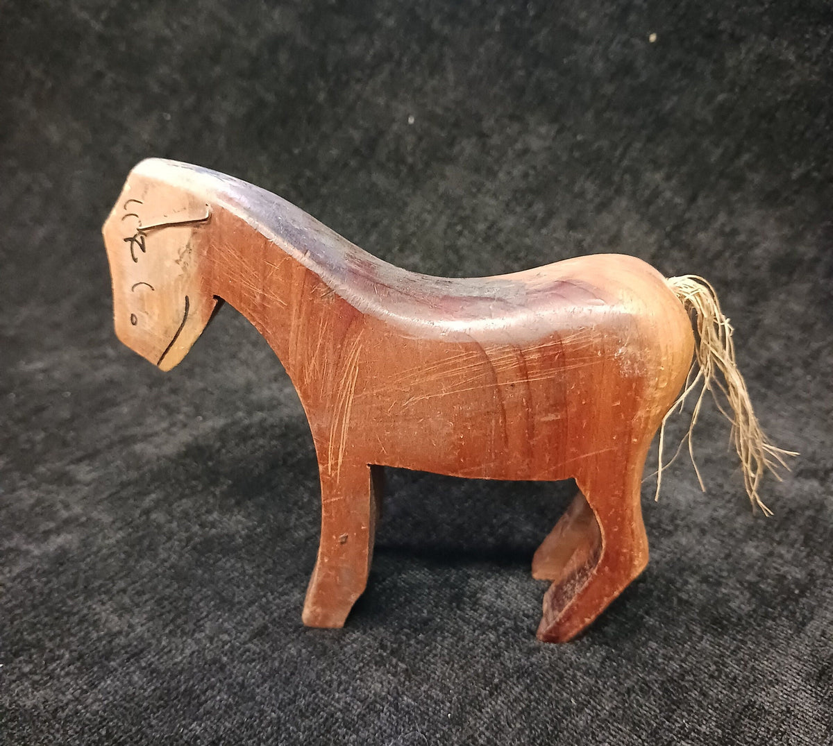 Wooden Old Army Mule Mascot Figurine