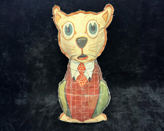 Stuffed "Crinkles the Cat" - Vintage Kellogg's Promotion - Cut-and-Sew - Plush Cat - 1935