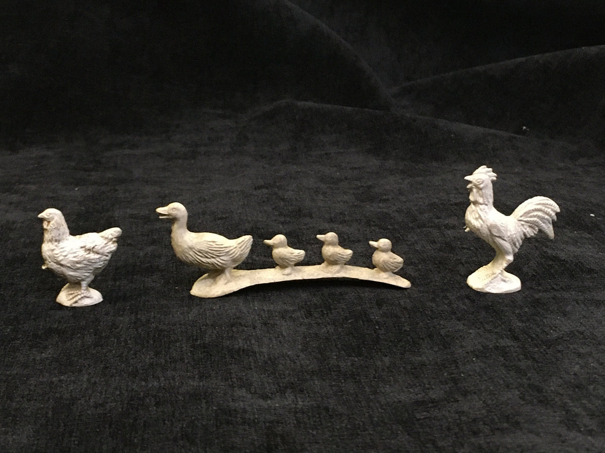 Vintage Ohio Art Ducklings, Chicken and Rooster Rubber Toys Auburn