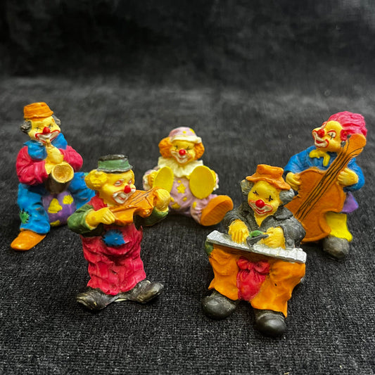 Miniature Hand-painted Band of Clowns - Sold as Set of Five