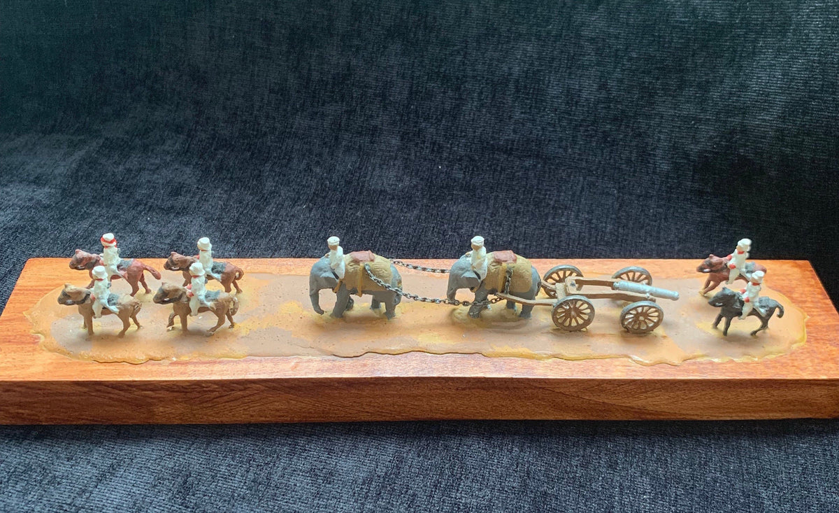 Lead Soldiers 25mm Wearing Desert Uniforms With Elephants Pulling Artllary Wagons