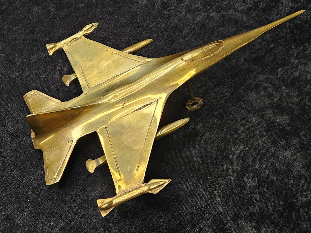 Solid Brass F-16 Fighter Jet -  Airplane Molded in Brass - Brass F-16 Jet  - Decoration for Pilot's Office - Brass Aeronautical Decor