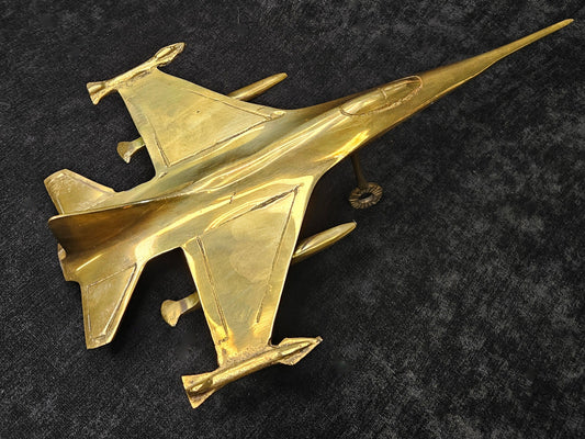 Solid Brass F-16 Fighter Jet -  Airplane Molded in Brass - Brass F-16 Jet  - Decoration for Pilot's Office - Brass Aeronautical Decor