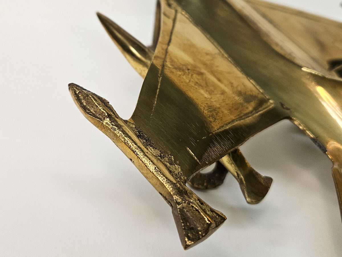 Solid Brass F-16 Fighter Jet -  Airplane Molded in Brass - Brass F-16 Jet  - Decoration for Pilot's Office - Brass Aeronautical Decor
