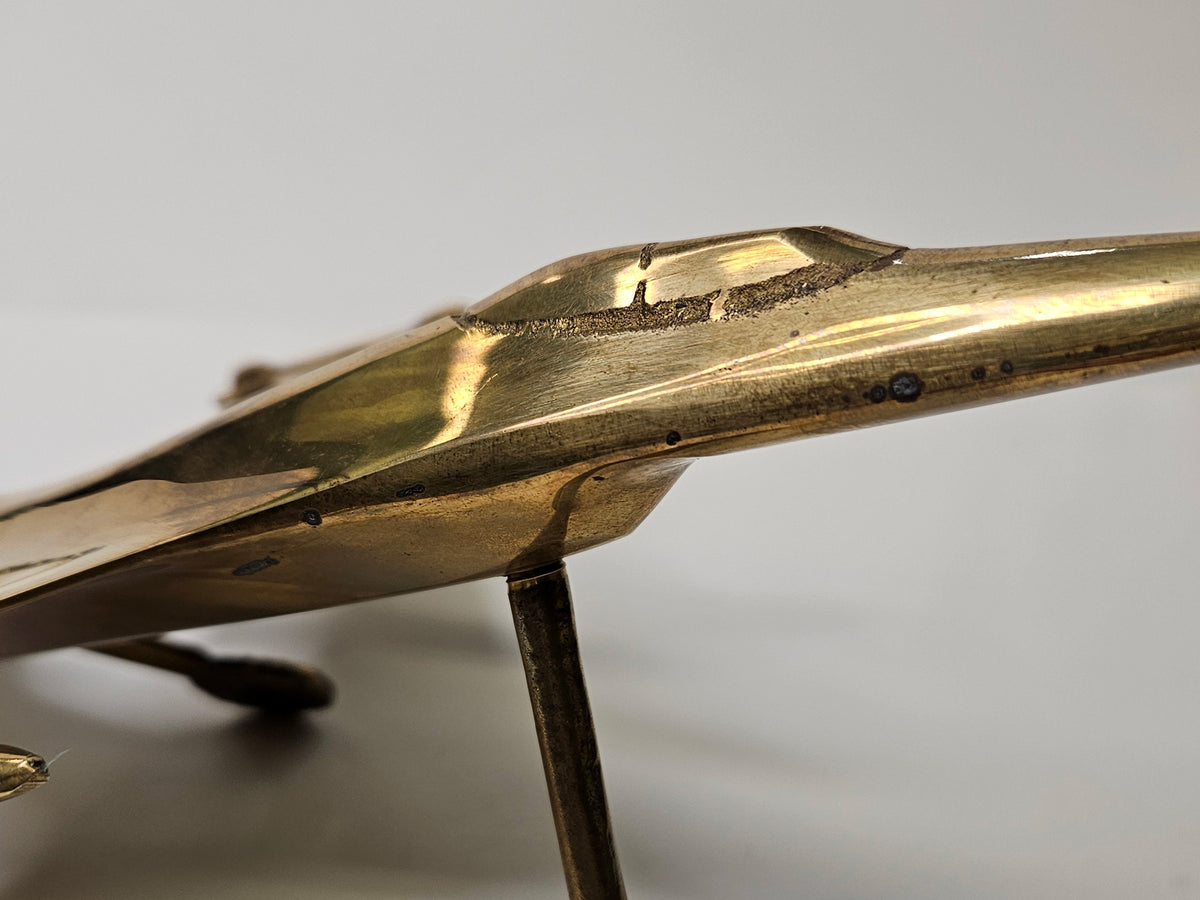 Solid Brass F-16 Fighter Jet -  Airplane Molded in Brass - Brass F-16 Jet  - Decoration for Pilot's Office - Brass Aeronautical Decor