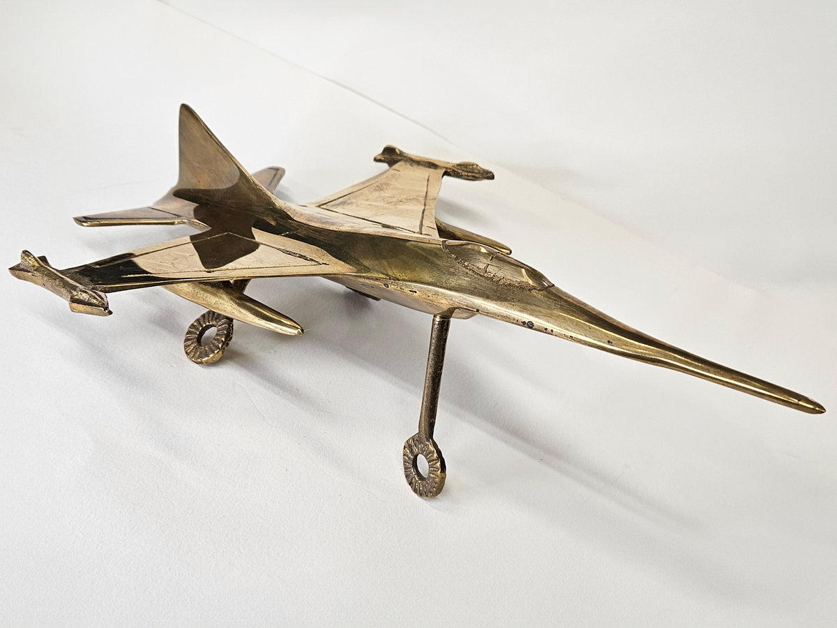 Solid Brass F-16 Fighter Jet -  Airplane Molded in Brass - Brass F-16 Jet  - Decoration for Pilot's Office - Brass Aeronautical Decor