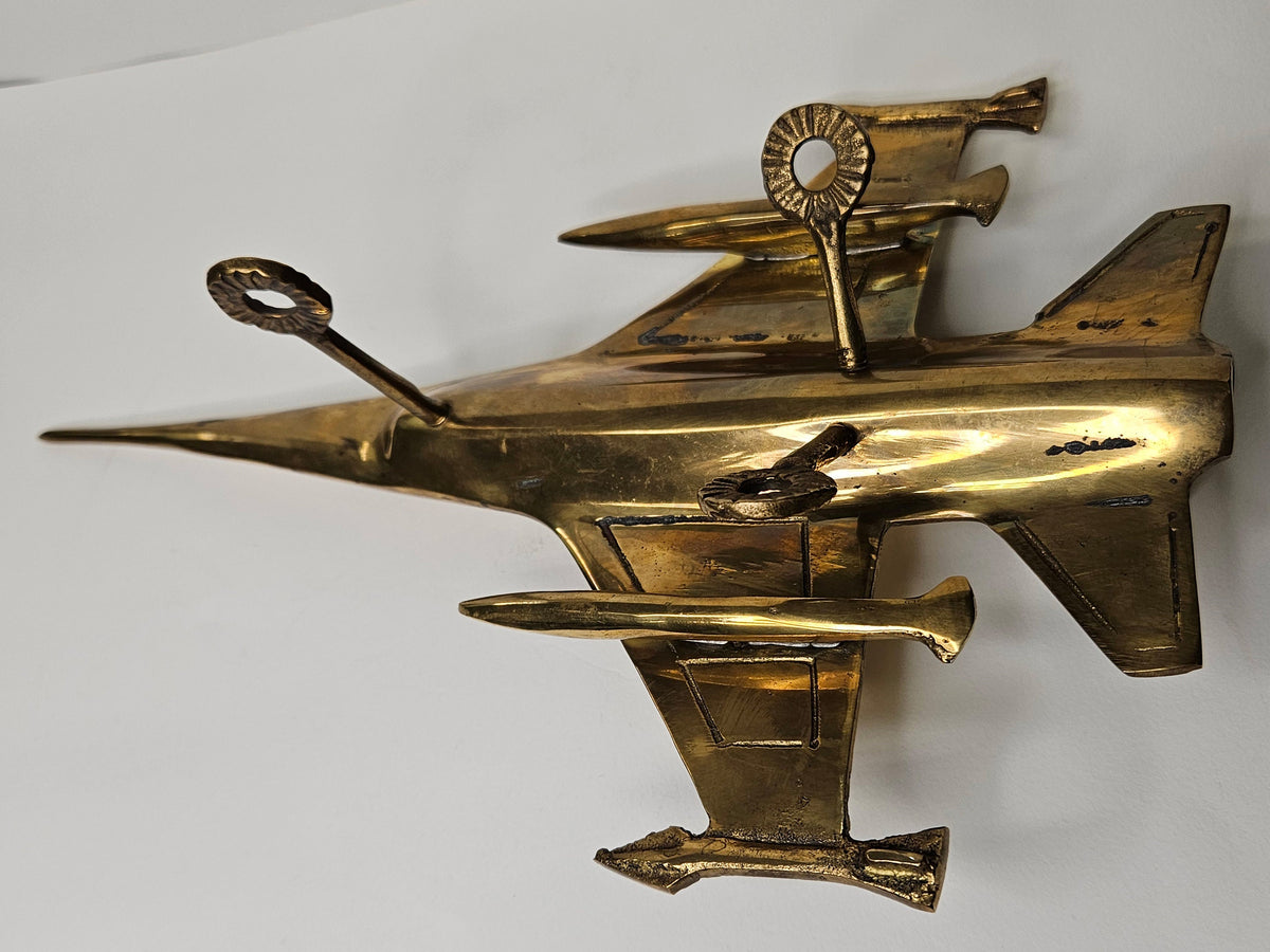 Solid Brass F-16 Fighter Jet -  Airplane Molded in Brass - Brass F-16 Jet  - Decoration for Pilot's Office - Brass Aeronautical Decor