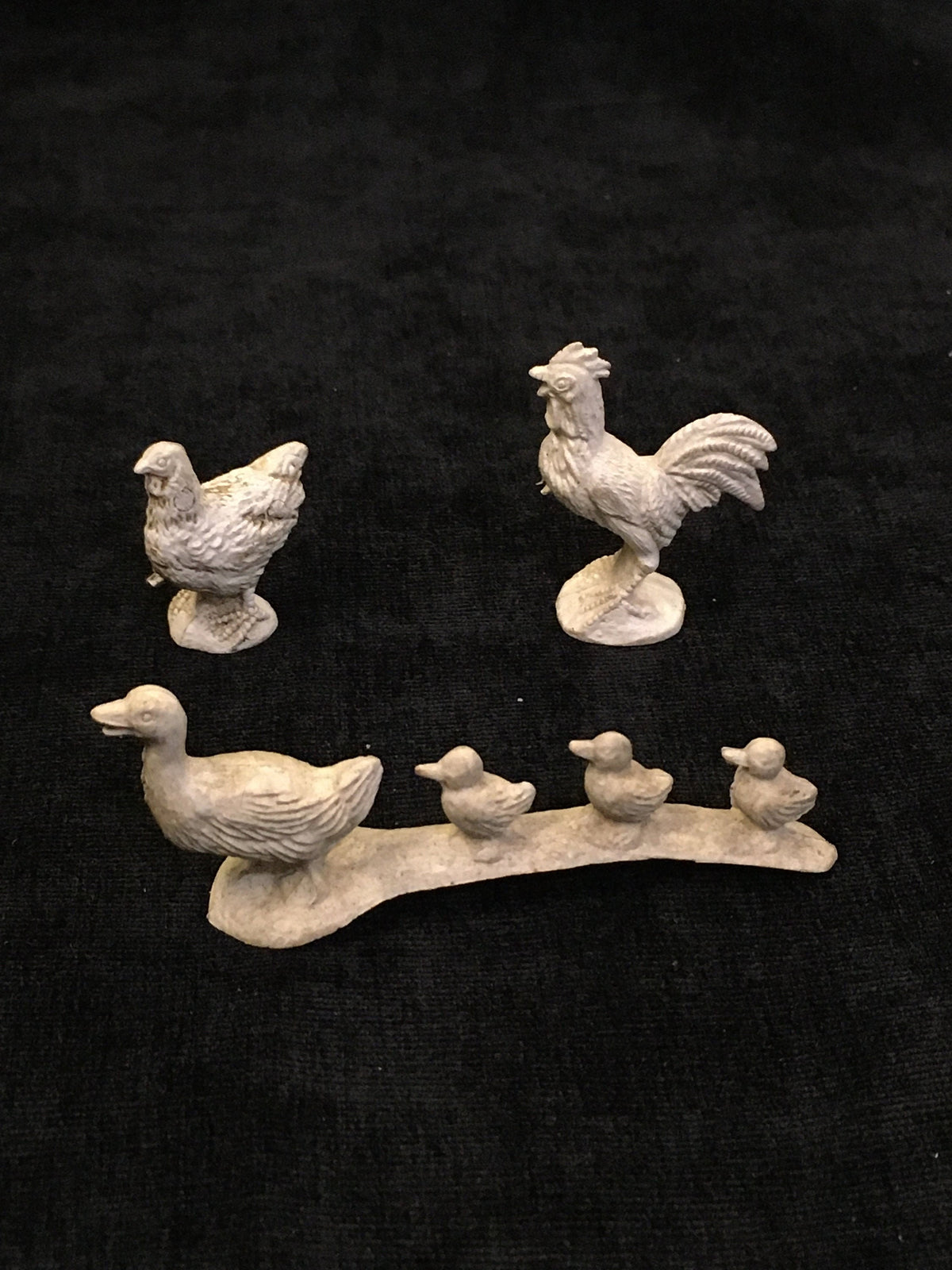 Ohio Art Ducklings, Chicken and Rooster Rubber Toys Auburn, Vintage