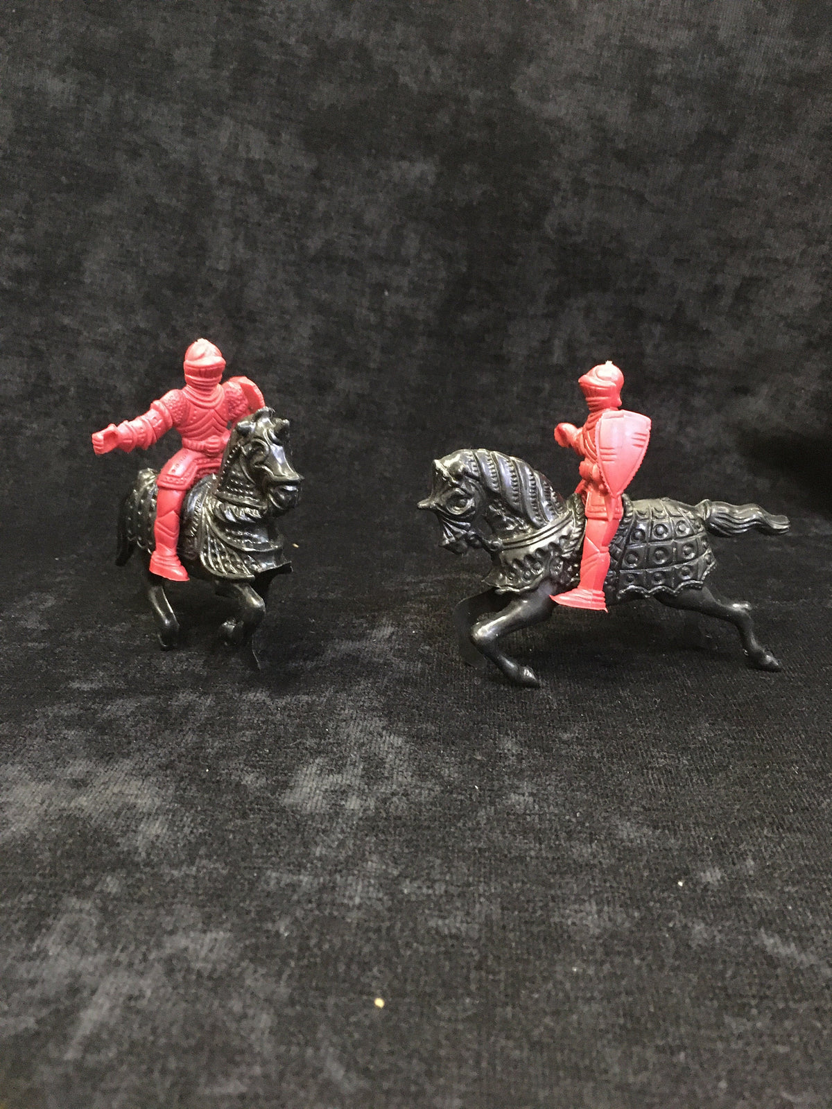 1960s Medieval Lido Knights Mounted Horses Black Red