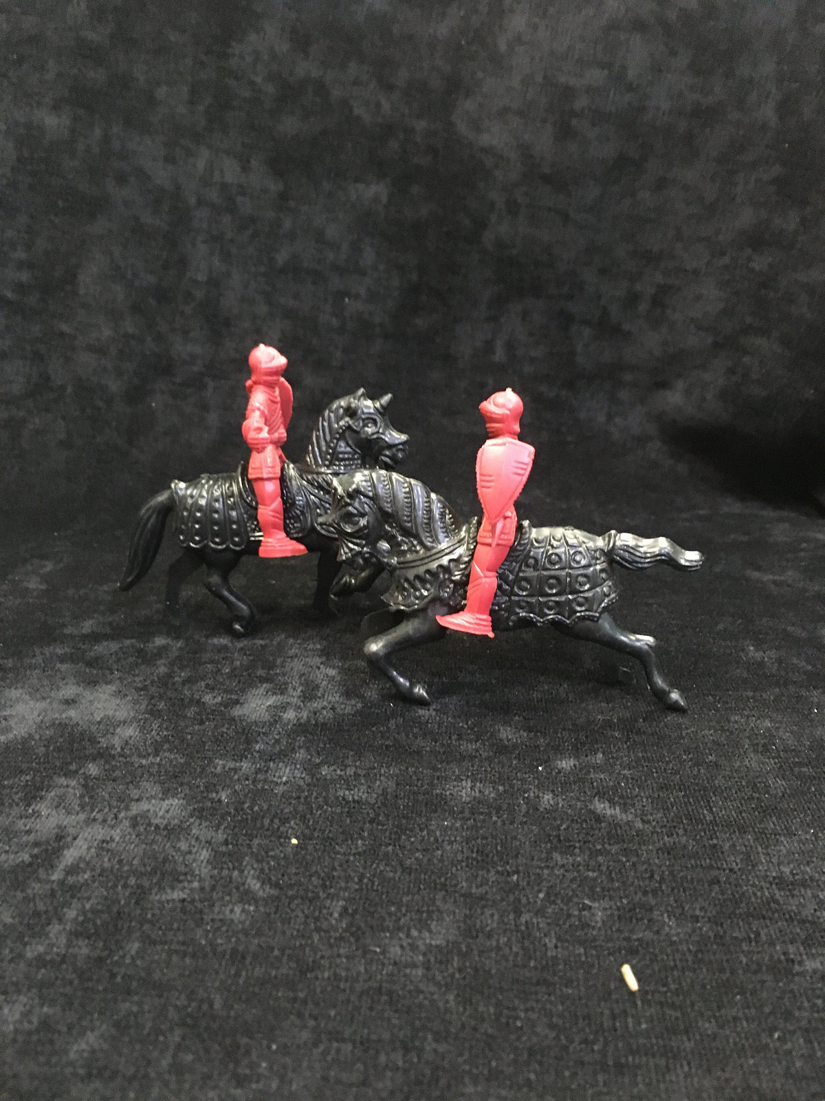 1960s Medieval Lido Knights Mounted Horses Black Red