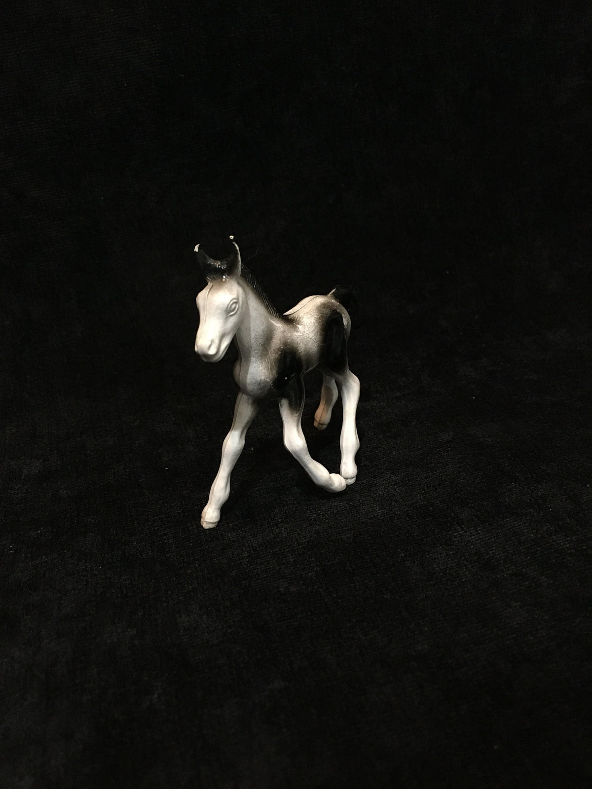 Bergen Berton Toy Colt, Black and White Baby Horse, Vintage