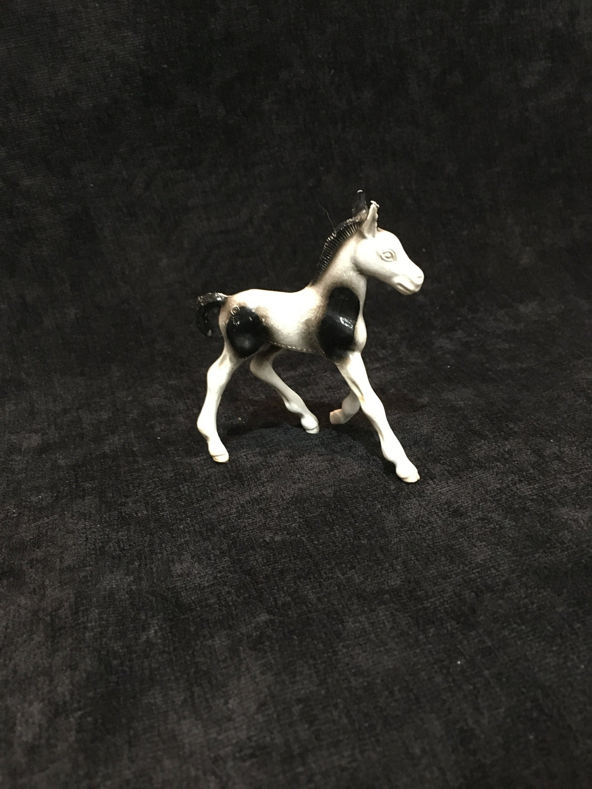 Bergen Berton Toy Colt, Black and White Baby Horse, Vintage