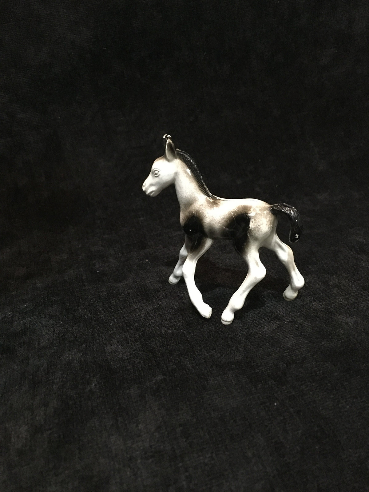 Bergen Berton Toy Colt, Black and White Baby Horse, Vintage