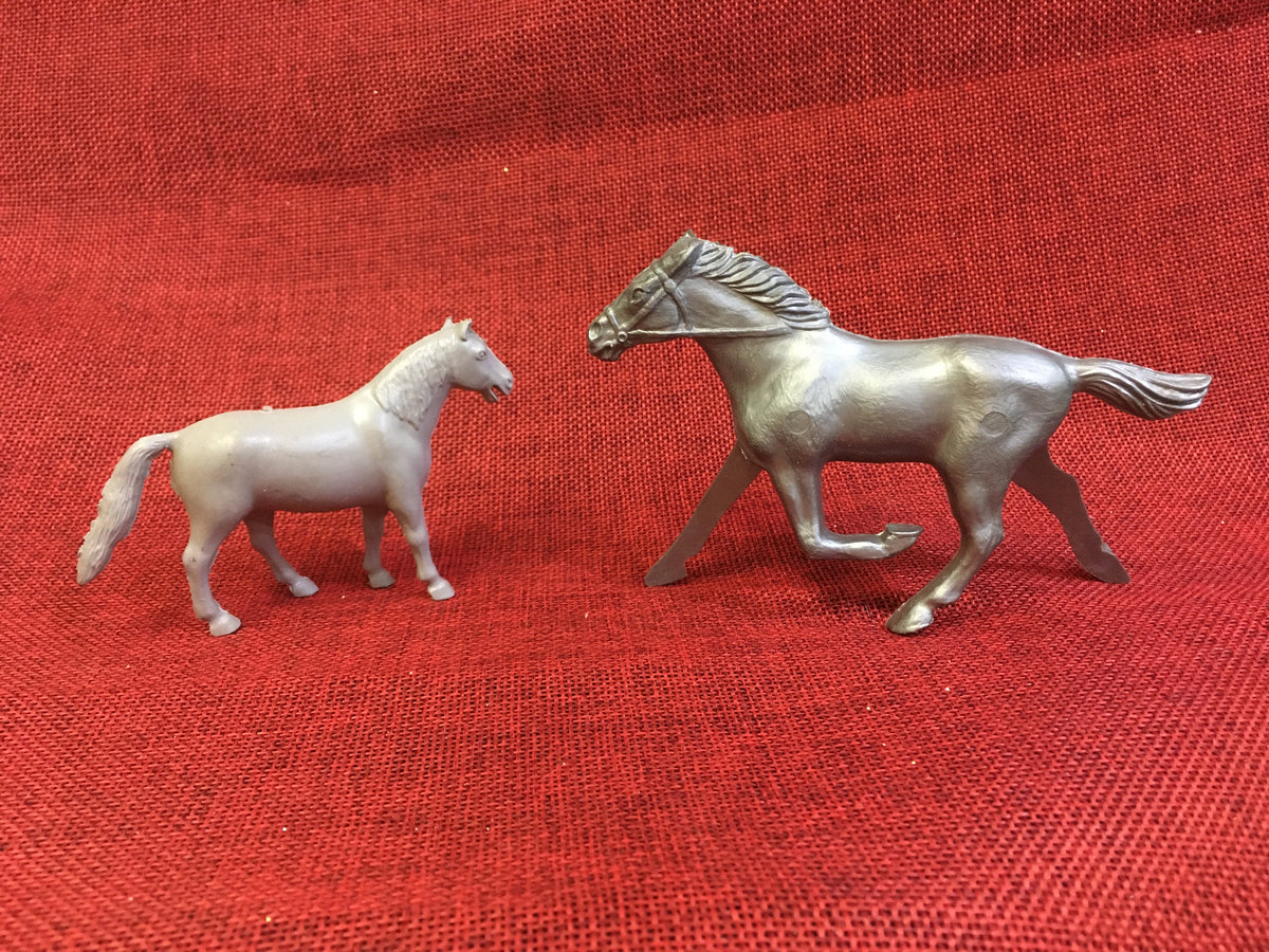 Toy Horses, Trotter, Silver, Grey Vintage