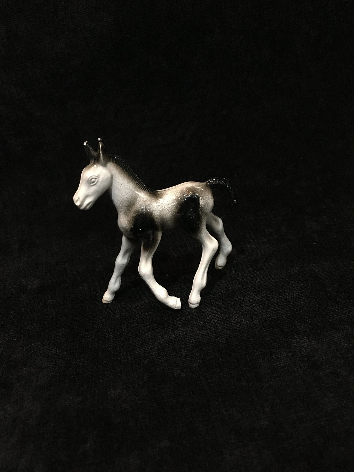Bergen Berton Toy Colt, Black and White Baby Horse, Vintage
