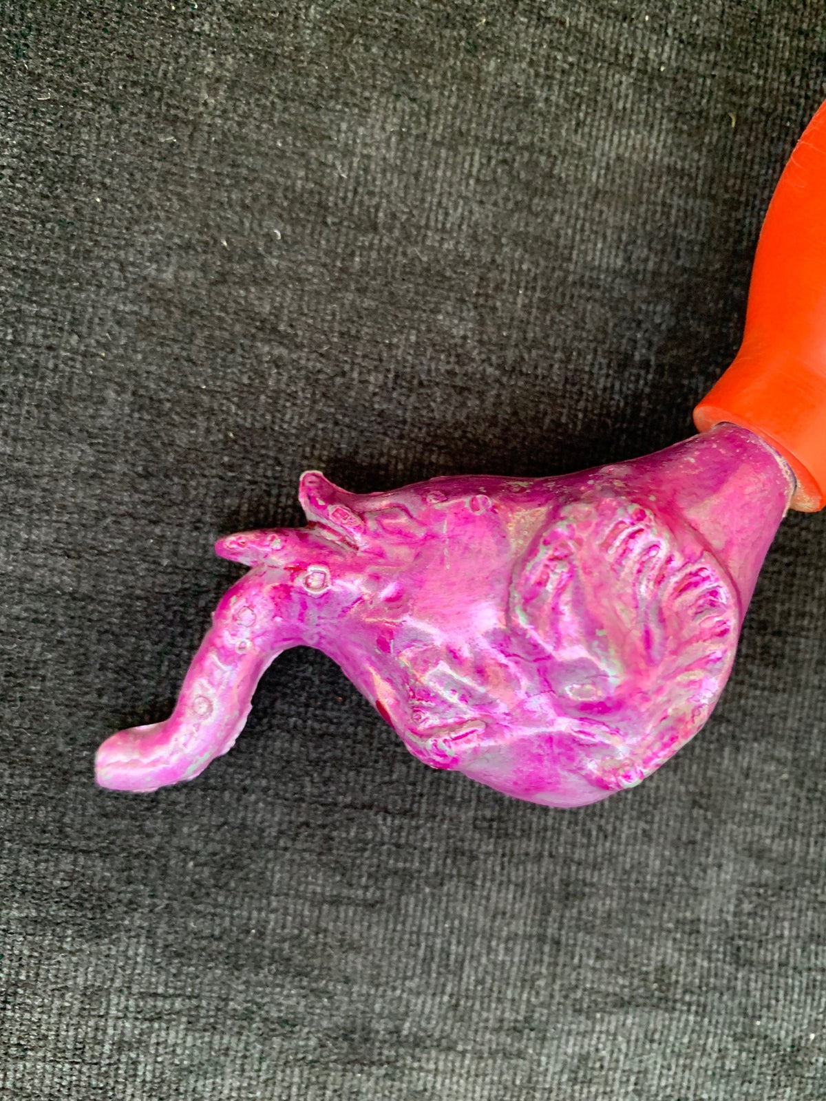 Metal Toy Elephant Head Squeeze Ball-1940's
