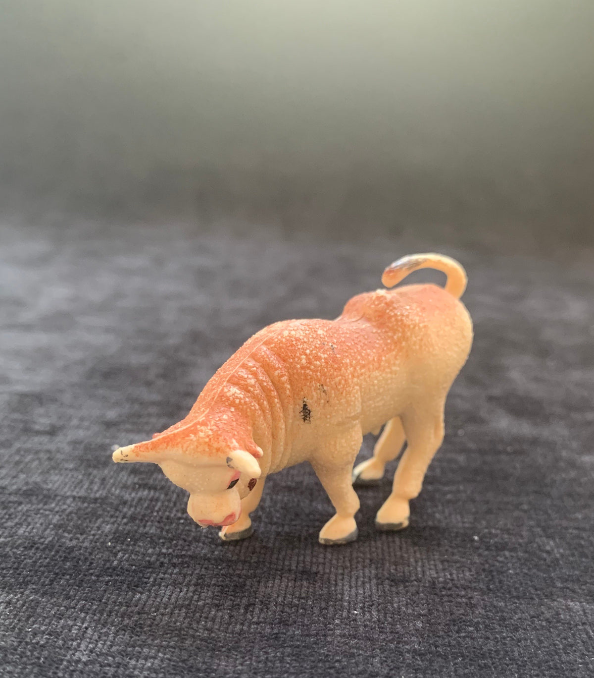 Vintage Plastic Bull Toy Figurine Made in Hong Kong