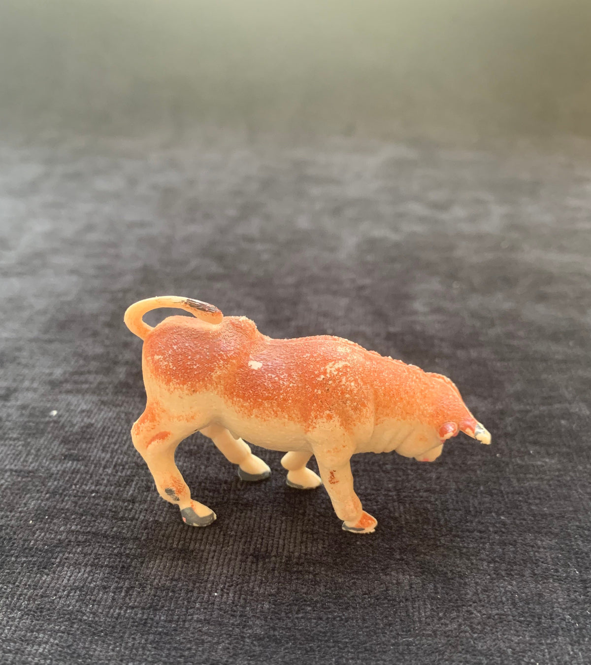 Vintage Plastic Bull Toy Figurine Made in Hong Kong