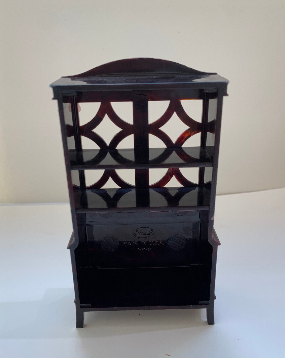 Ideal Brown Marbeled Dining Room Set, Set of 7, Table, Buffet, Cabinet, and Chairs, Doll House Furniture