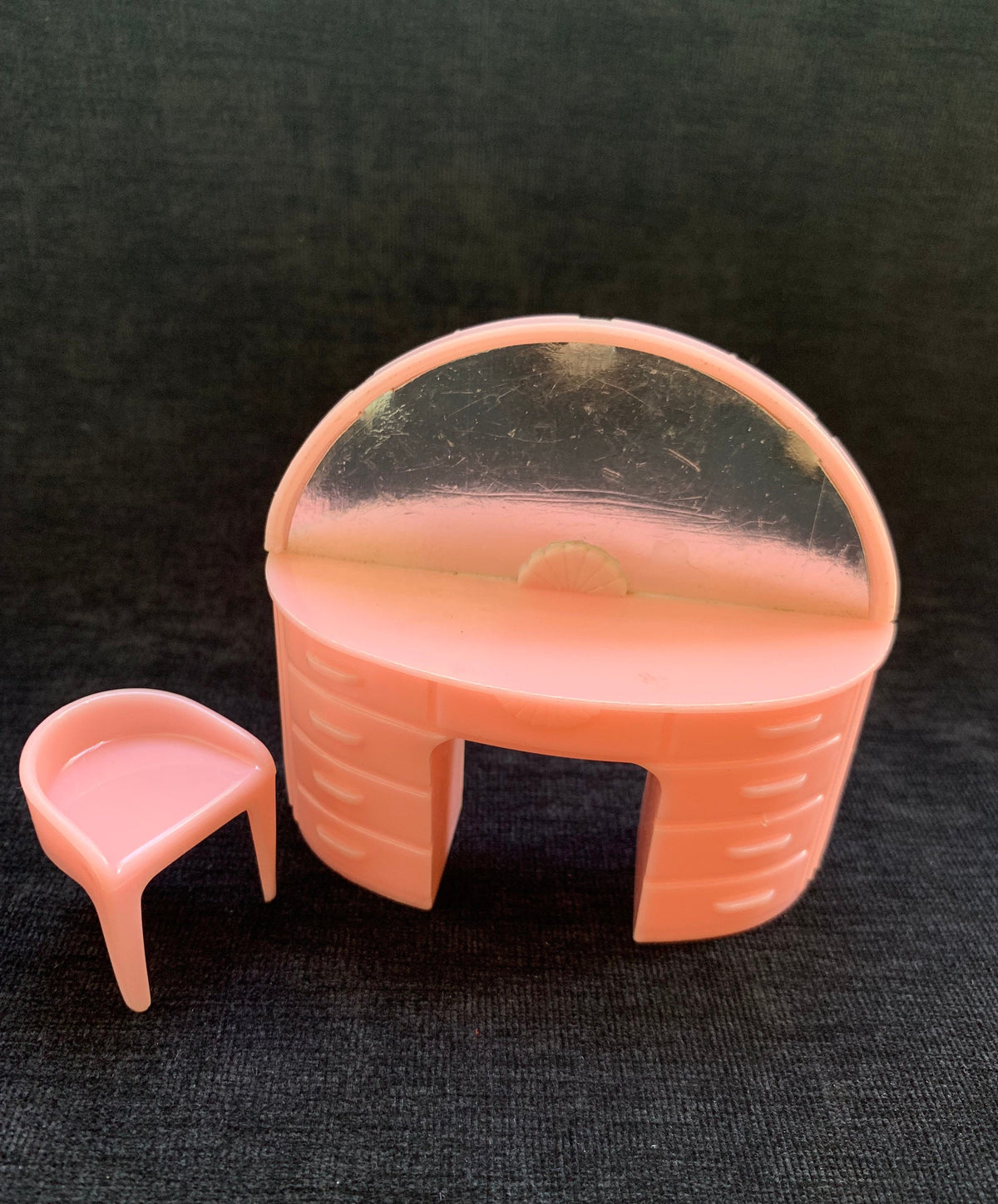 Plasco Pink Dollhouse Vanity Mirror with Stool