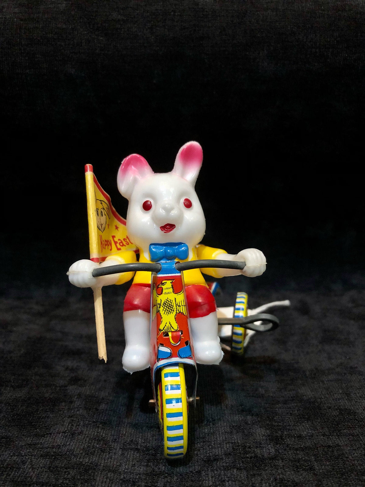Toy Mechanical Rabbit on a Bike Vintage Easter toy - Mint In Box, Made in Japan