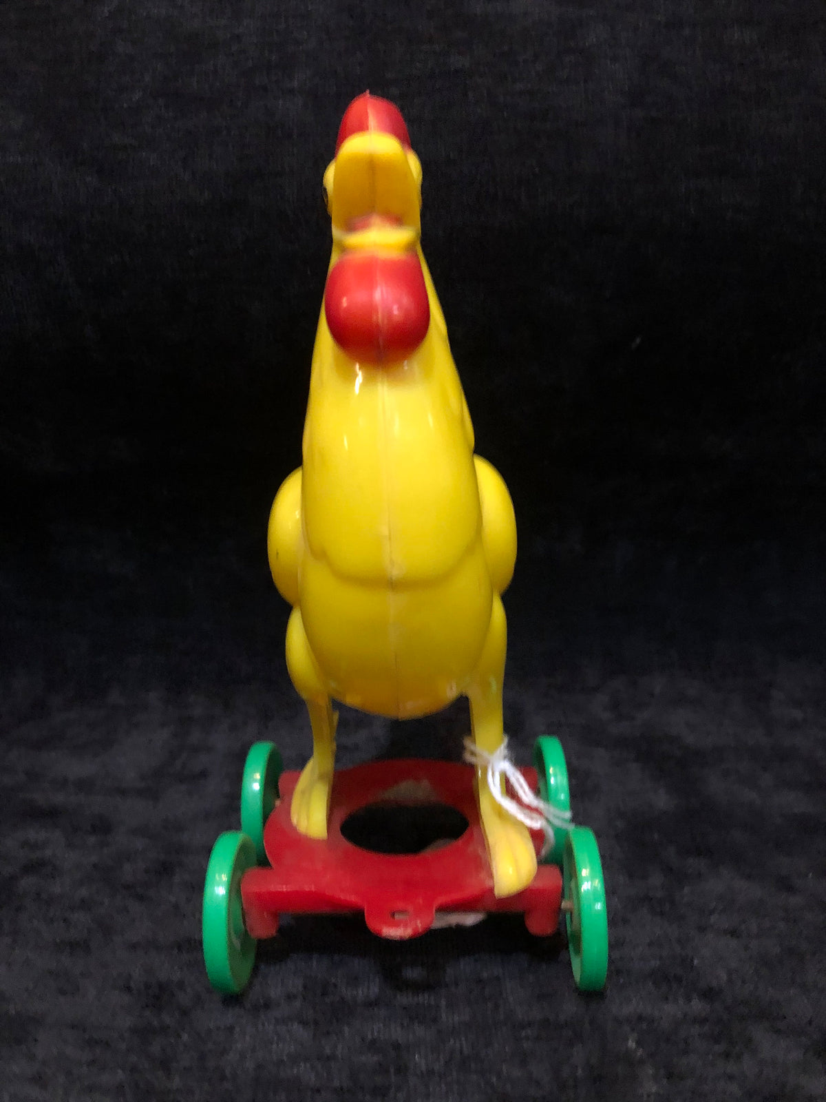 Rosen 1950'S large Yellow Plastic Rooster on Wheels - Vintage Easter