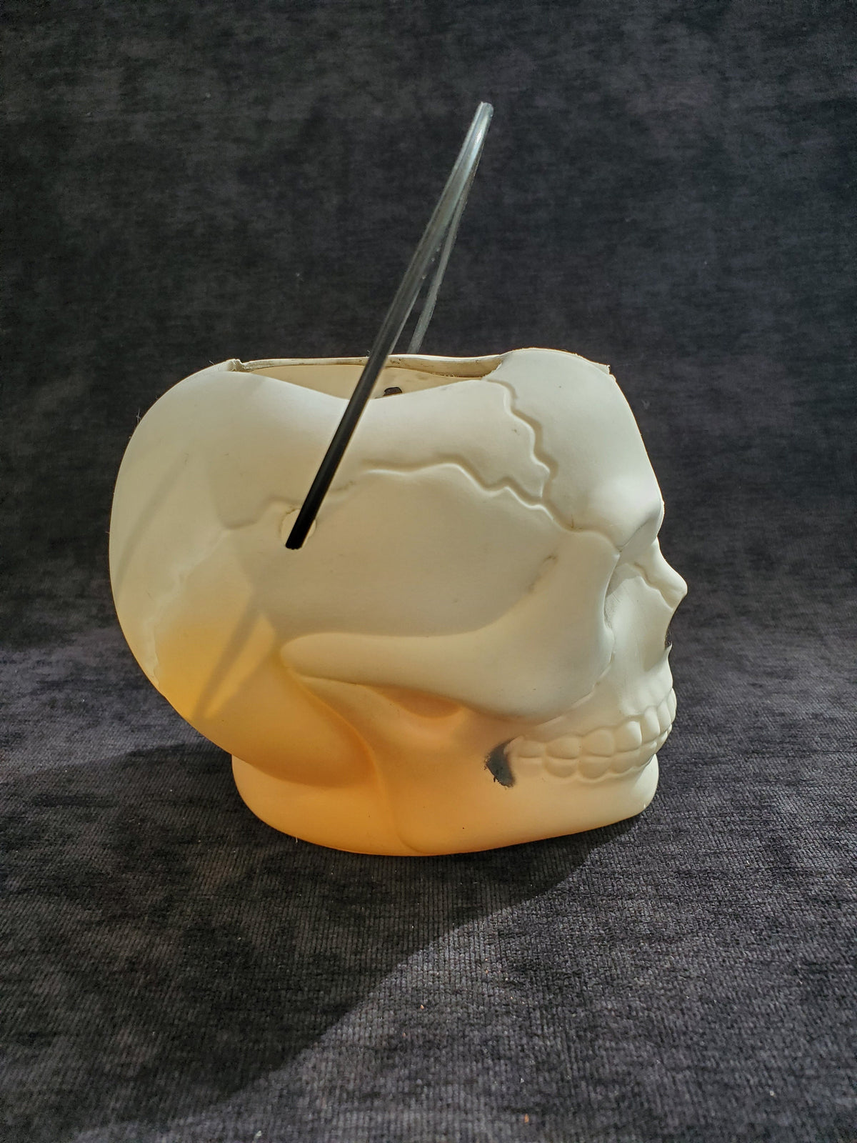 Skull Trick or Treat Candy Container Vintage Blow Mold
