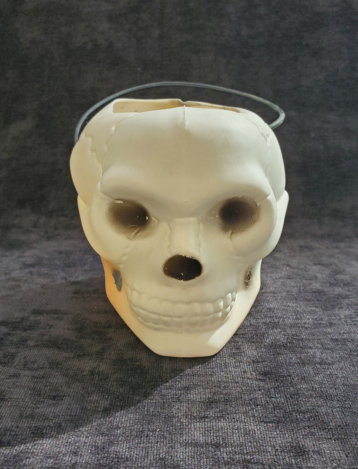 Skull Trick or Treat Candy Container Vintage Blow Mold