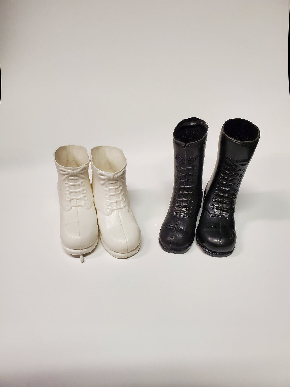 1960s Boots One Pair of  White and One Pair of Black Boots Sold Together