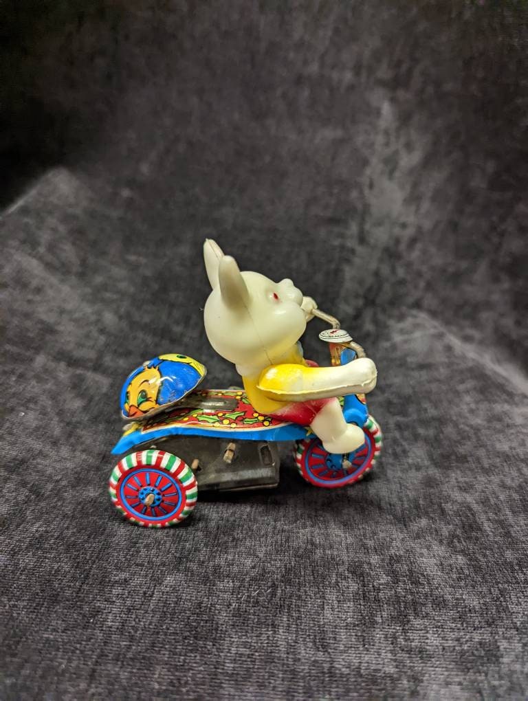 Mechanical Toy Rabbit on a Bike Vintage