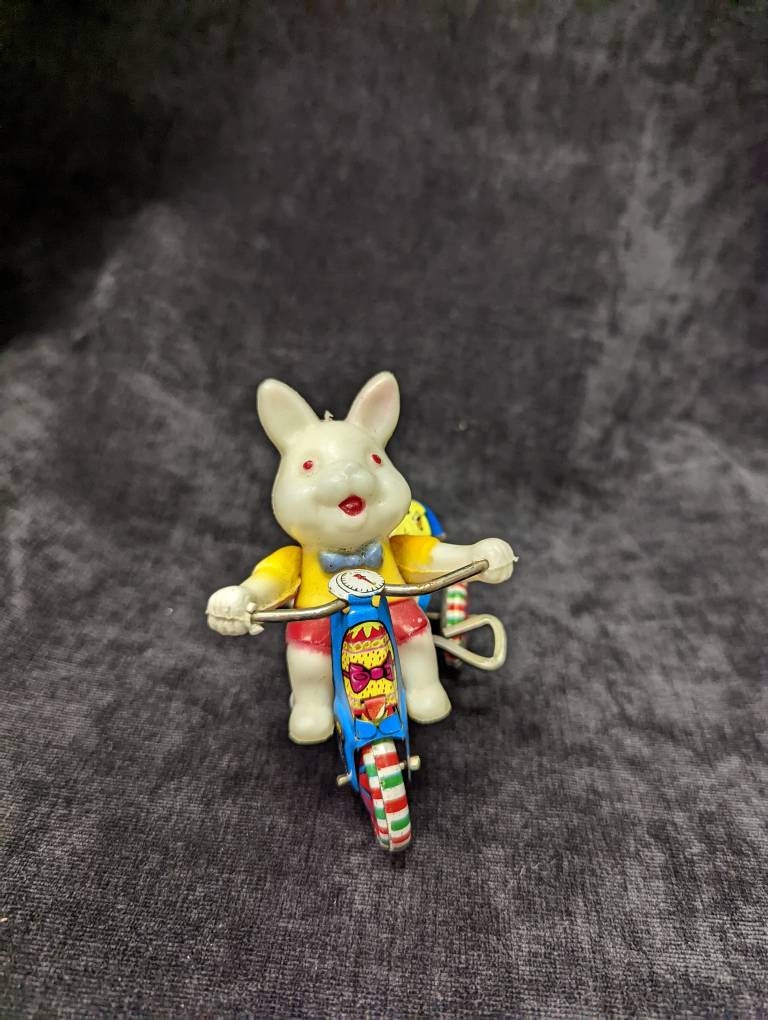 Mechanical Toy Rabbit on a Bike Vintage