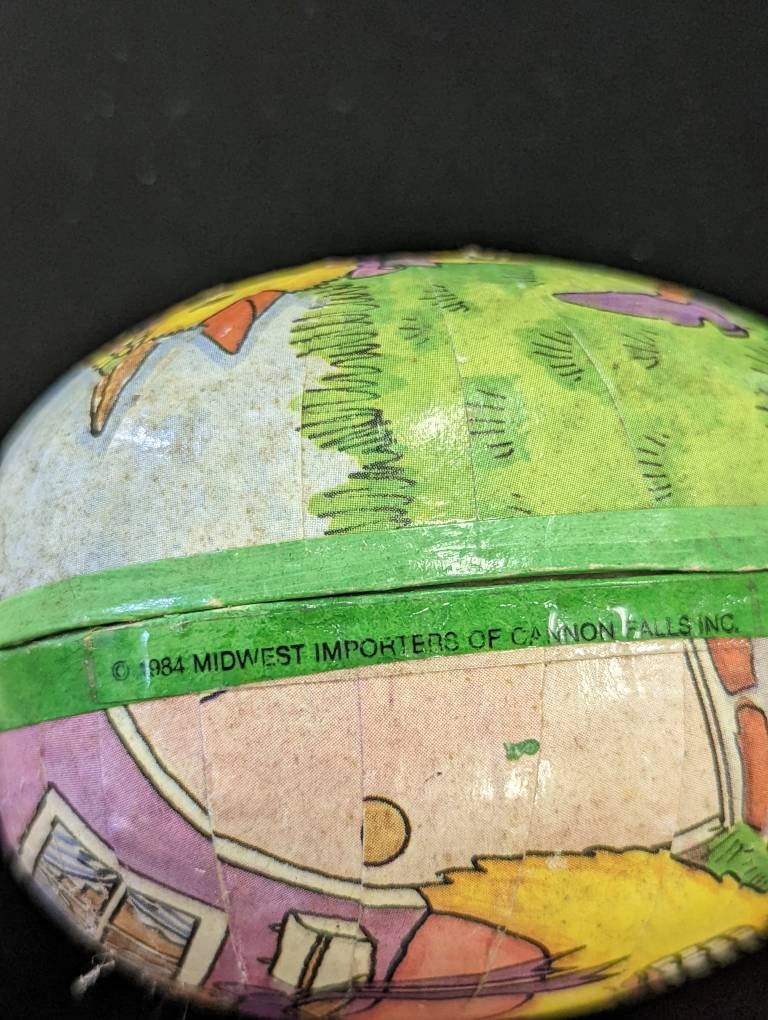 German Paper Mache Easter Egg with Chick in Her Easter Bonnet Design Vintage Easter