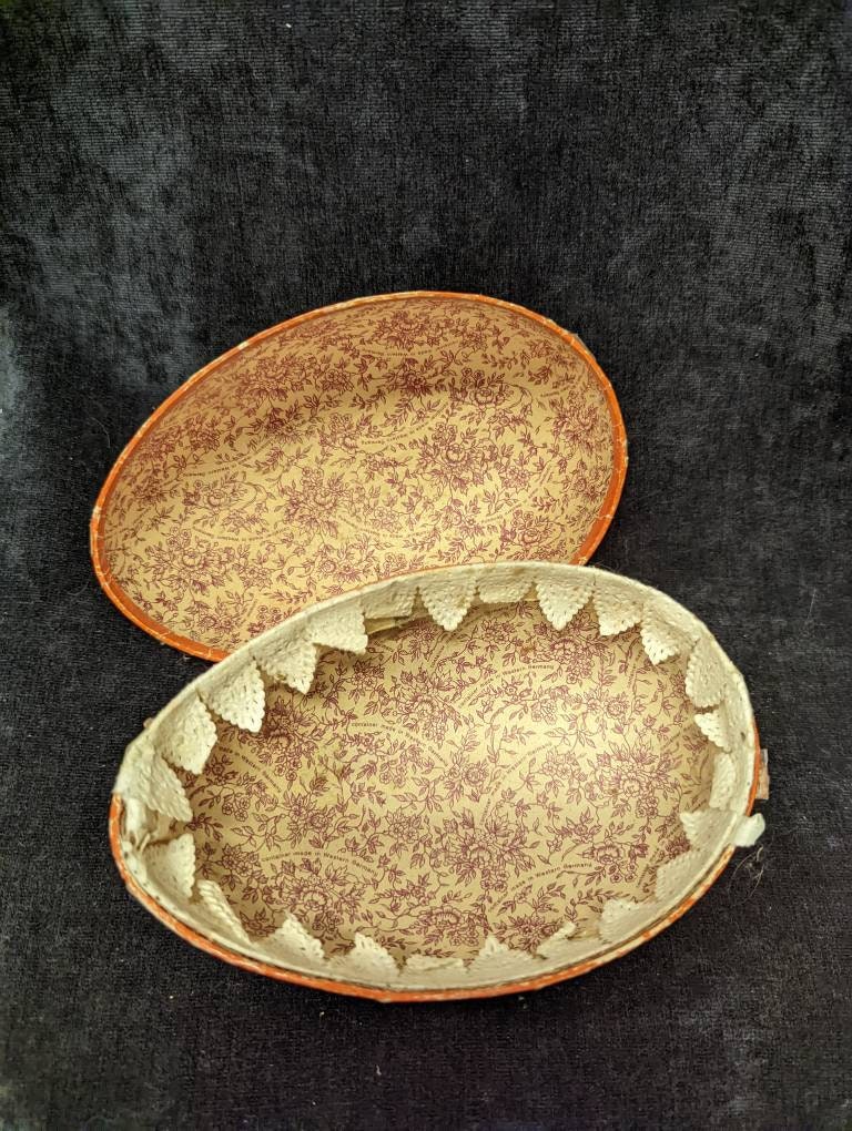 German Paper Mache Easter Egg with Two Chicks Surrounded by Flowers