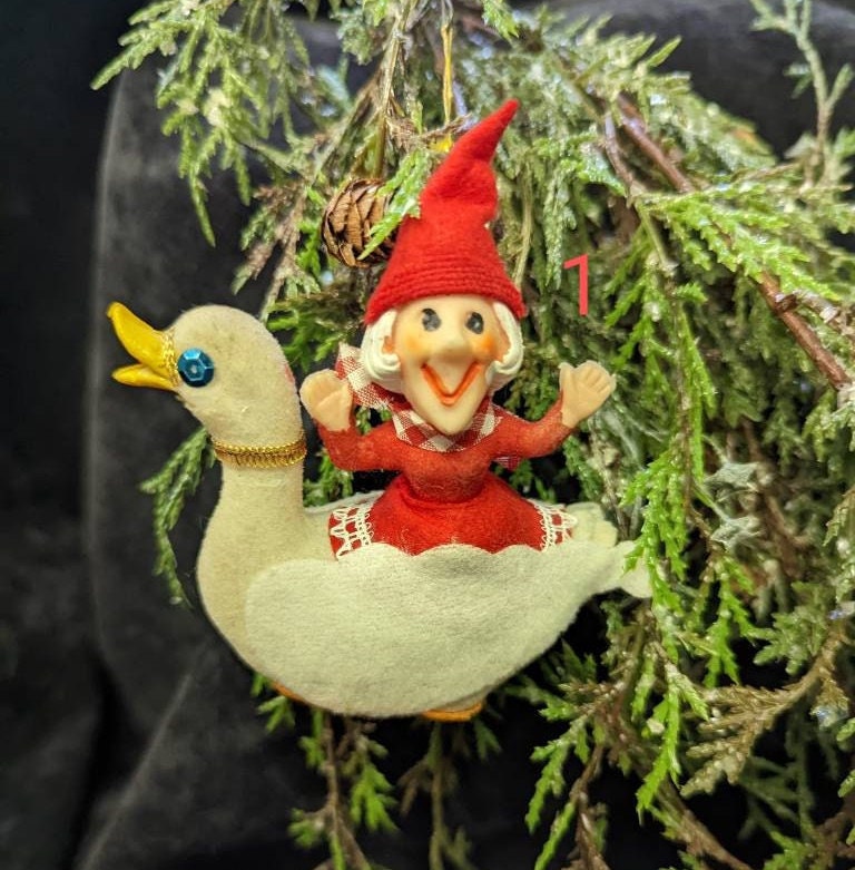 1950s Christmas Ornaments, Flocked and Felt  (SOLD SEPERATELY)