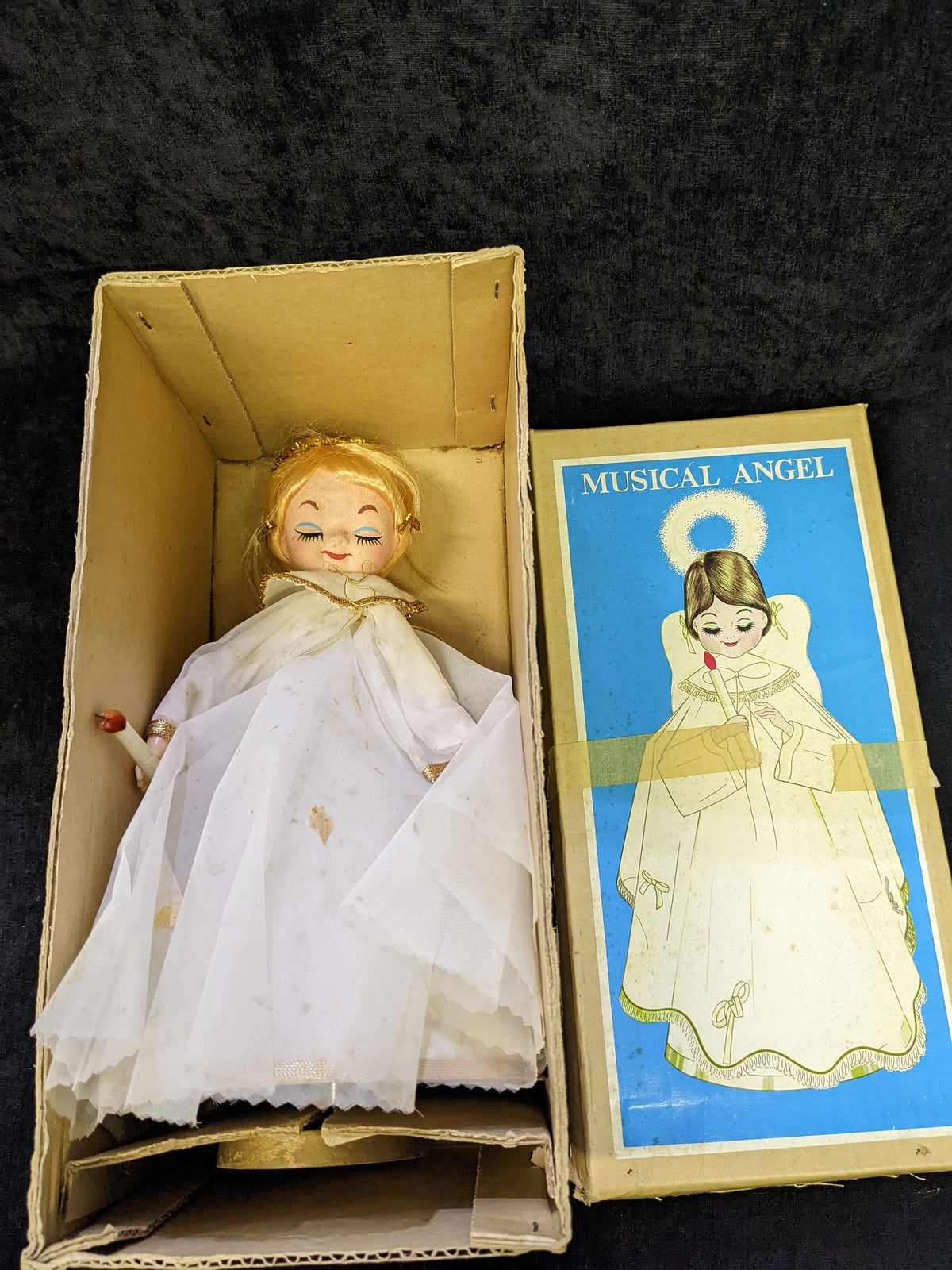 Mid Century MCM Musical Rotating Angel in Original Box, from Japan