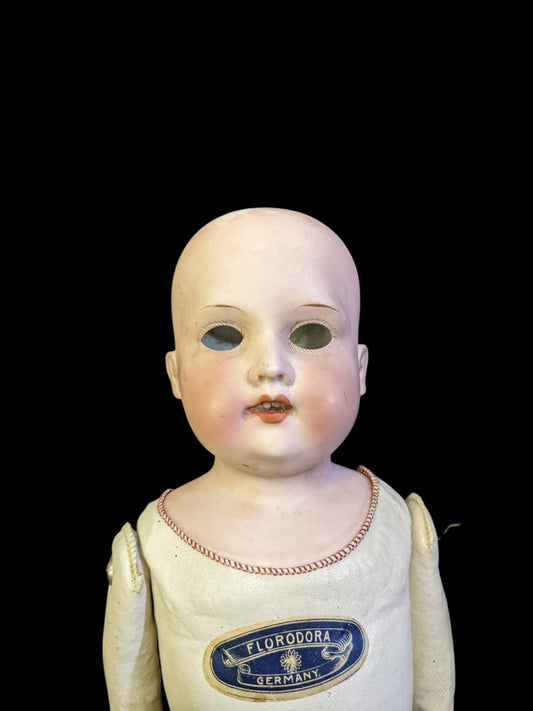 Antique A+M floradora bisque doll with Full Kid Leahter body Stamped FloraDora Germany