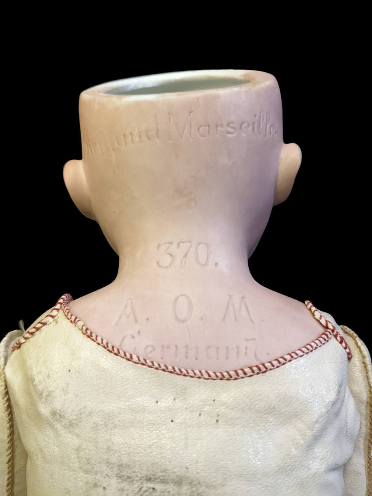 Antique A+M floradora bisque doll with Full Kid Leahter body Stamped FloraDora Germany