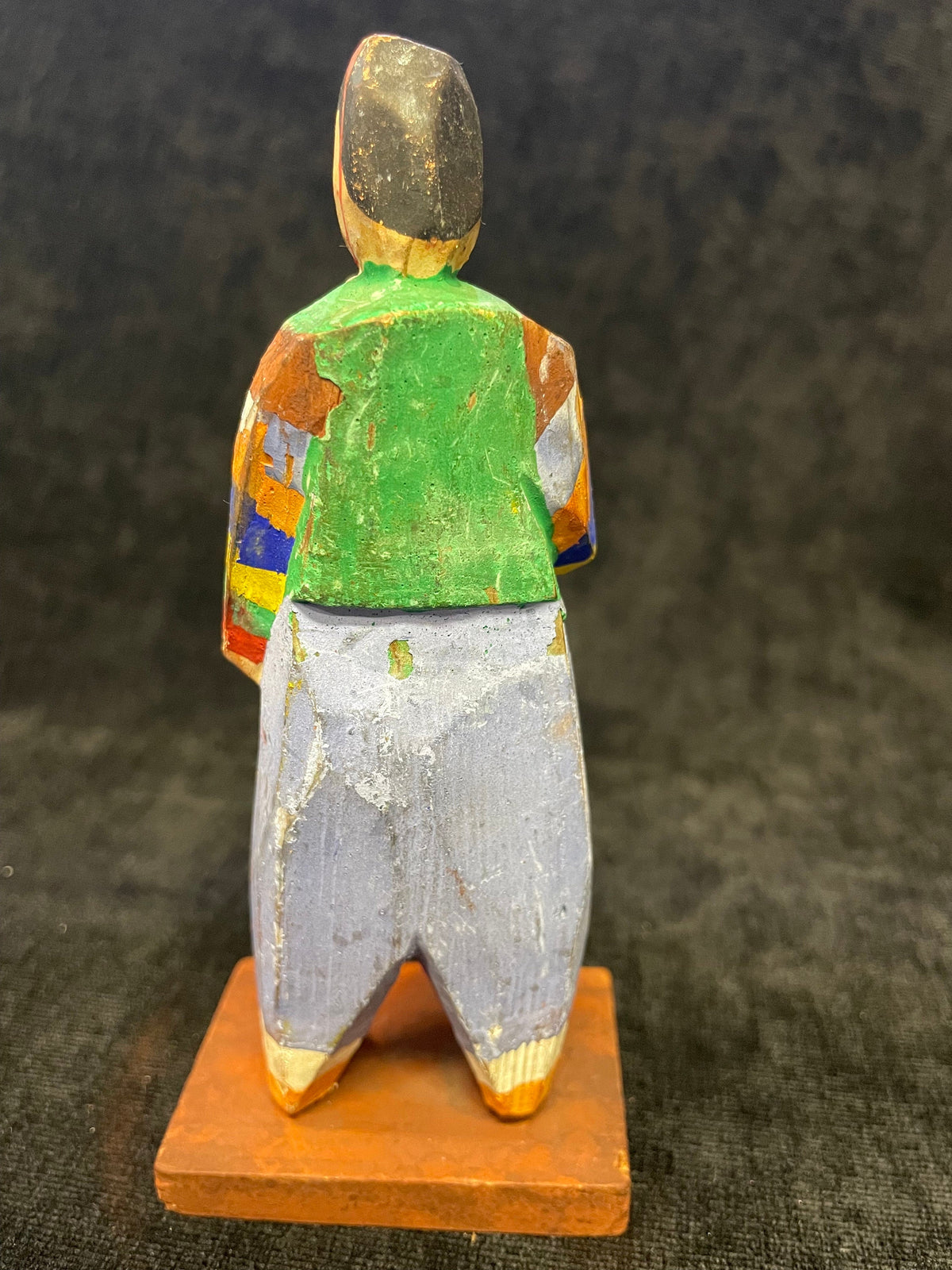 Hand-carved Wooden Asian Figure With Hand Painted Details - Asian Boy Statue