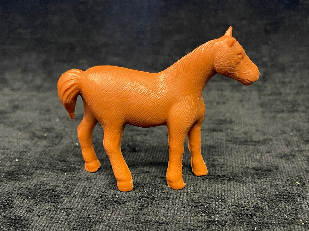Soft Plastic Reddish Brown Toy Horse - Farm Toy Made in Japan - Embossed with Hair - Marked Japan 4
