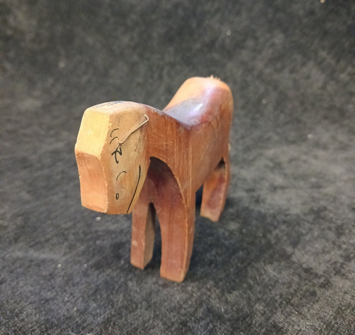 Wooden Old Army Mule Mascot Figurine