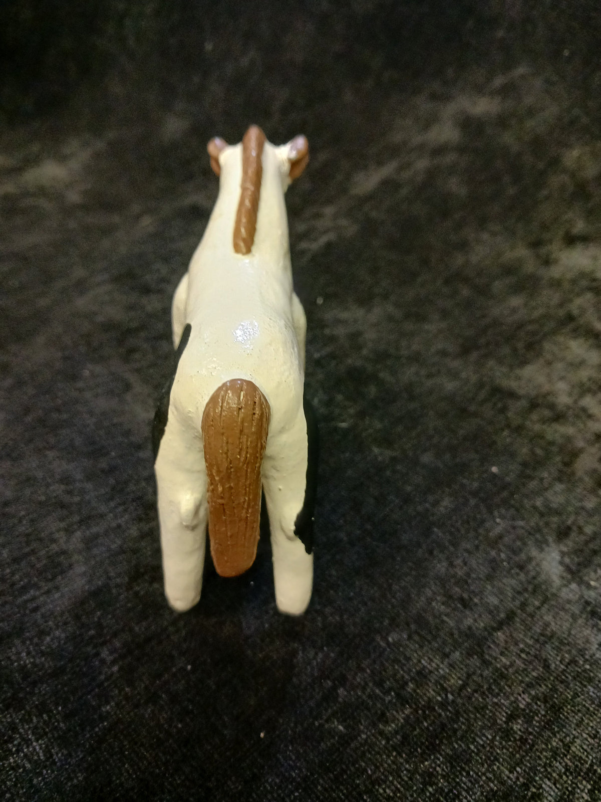 Primitive Metal Horse Figurine - Hand Painted Horse figure with Leaves in Mouth