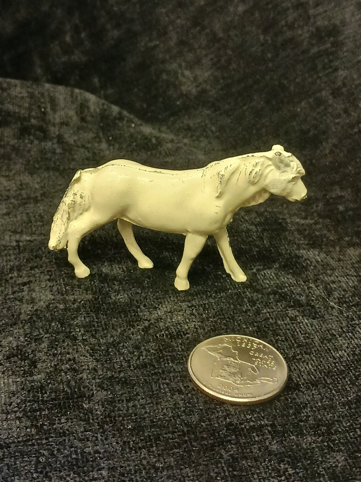 Painted White Mini Metal Horse - Tiny model of Mustang - sweet tiny Horse