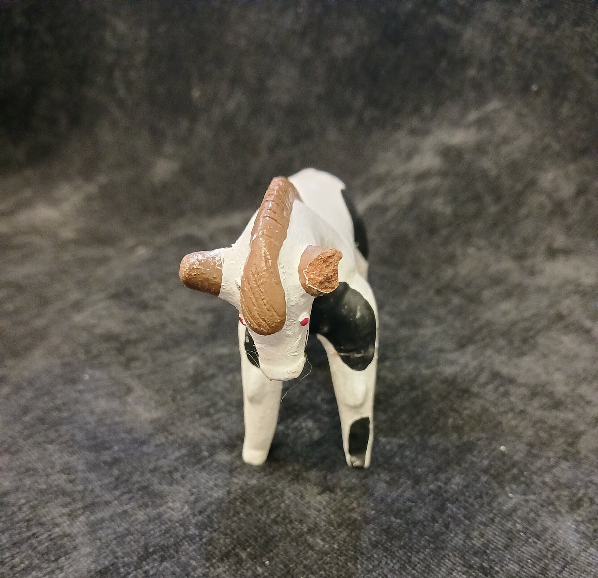 Primitive Metal Horse Figurine - Hand Painted Horse figure with Leaves in Mouth