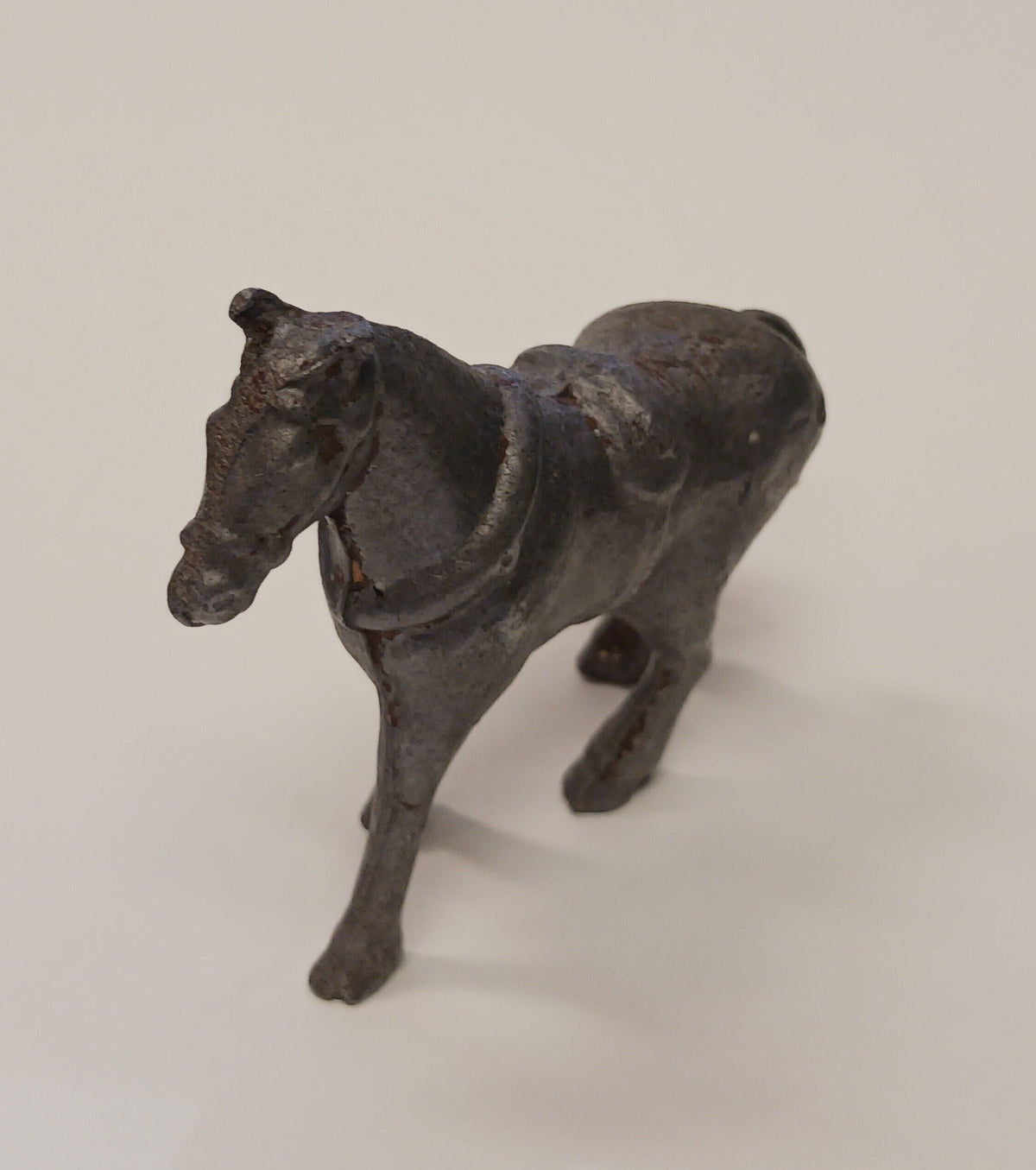 Iron Horse Figurine - Metal Figure Of Work Horse in  Collar and Harness - Iron Clydesdale in harness