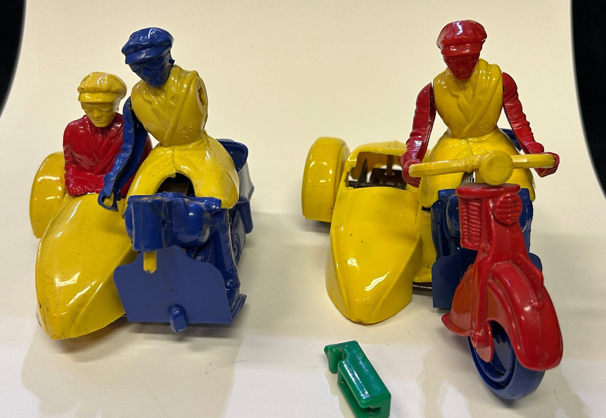 Nosco Plastic Motorcycle with Sidecar Not Complete -  Sold for Parts - Vintage 1940s - 2 Sold individually