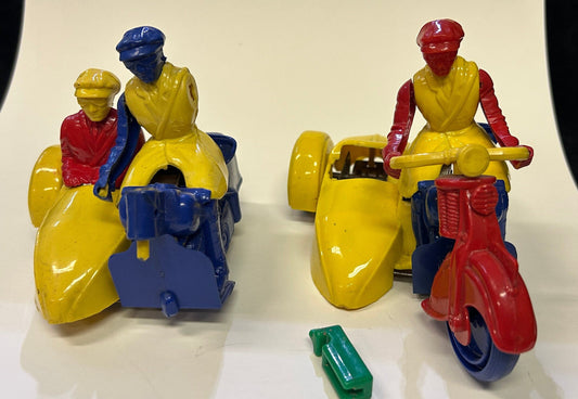 Nosco Plastic Motorcycle with Sidecar Not Complete -  Sold for Parts - Vintage 1940s - 2 Sold individually