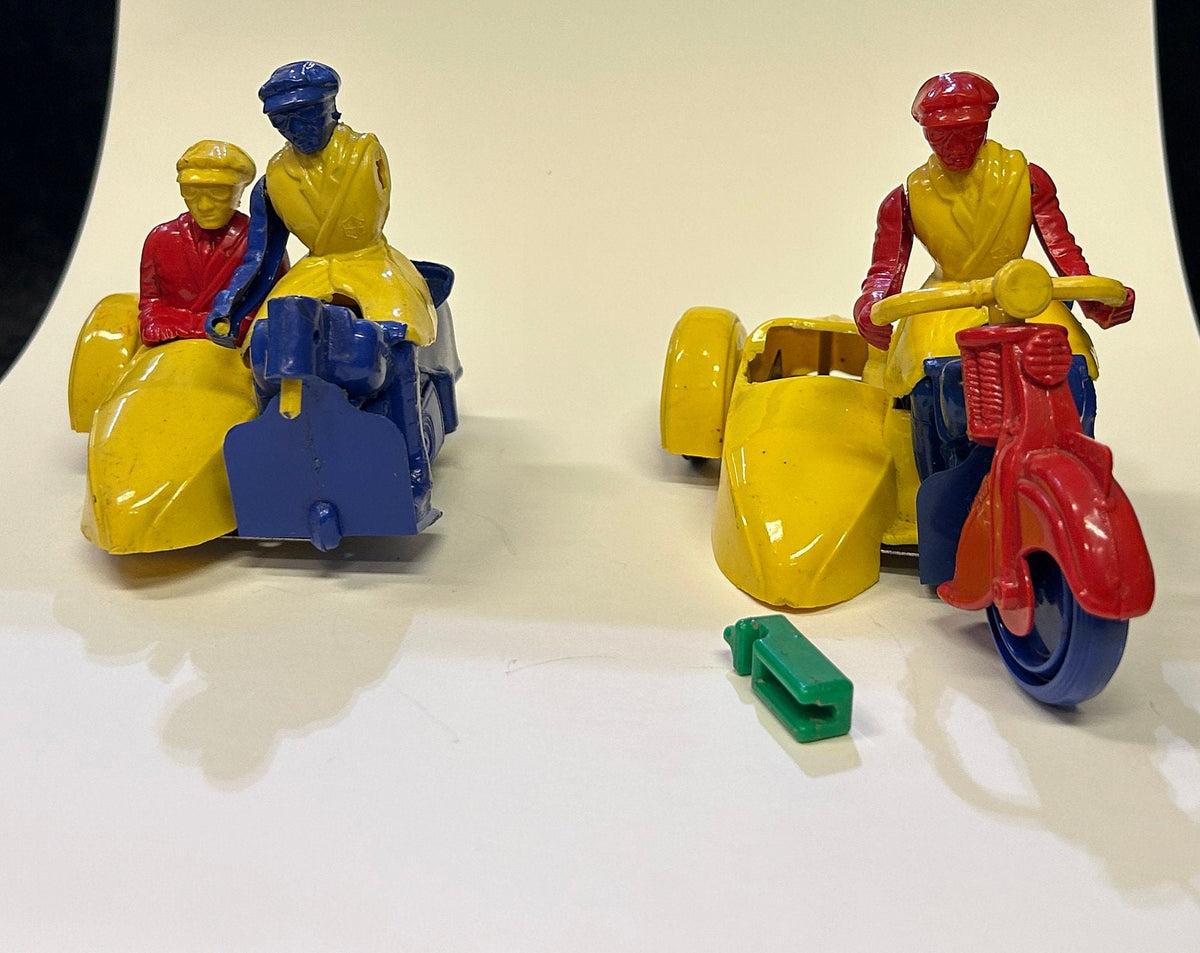 Nosco Plastic Motorcycle with Sidecar Not Complete -  Sold for Parts - Vintage 1940s - 2 Sold individually