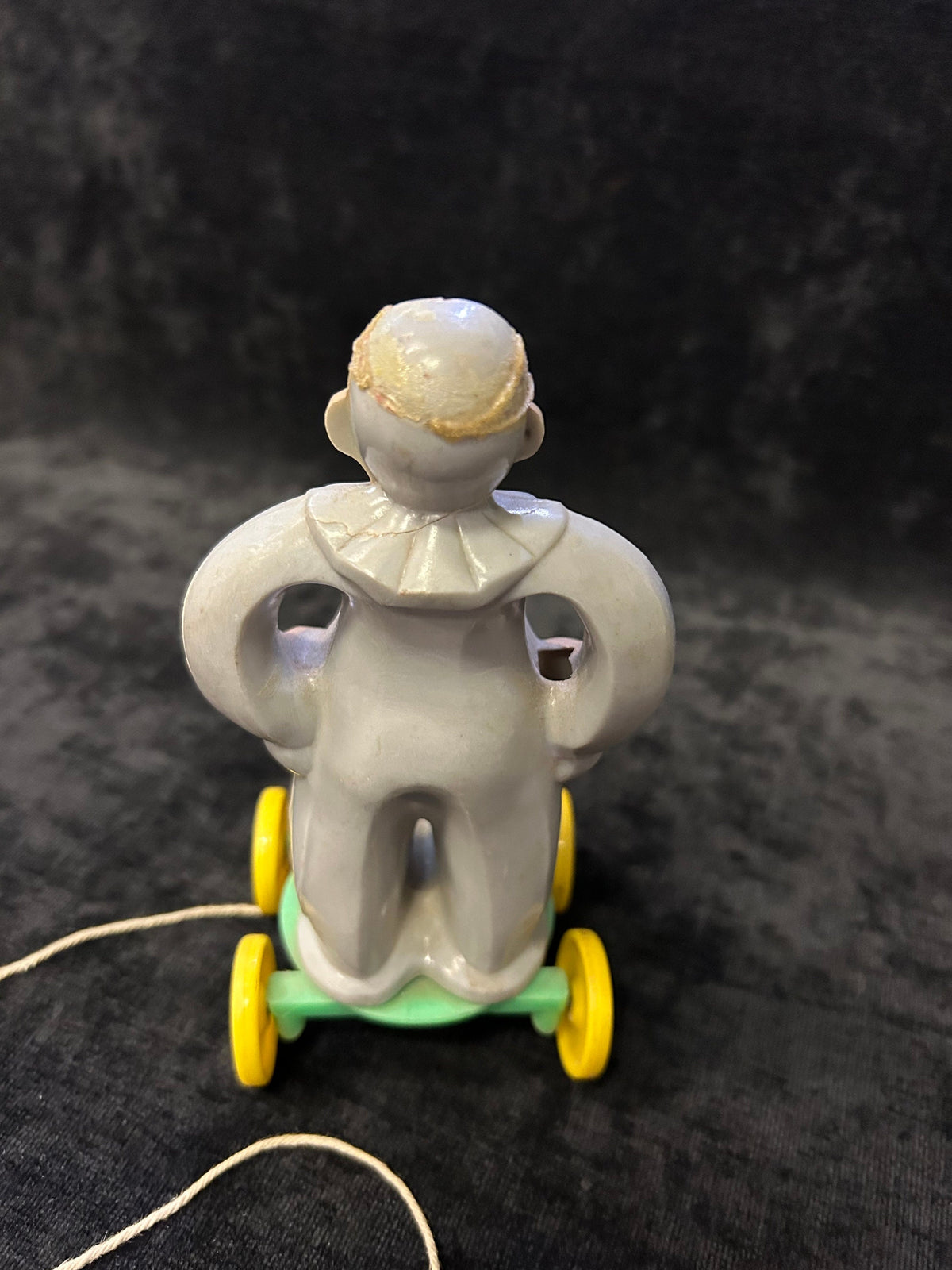 Vintage 1950's Rosbro Plastic - Red Sox Player - Very RARE Zook the Clown "Baby Head" on Baseball Player -Pull Toy with Original Pull String