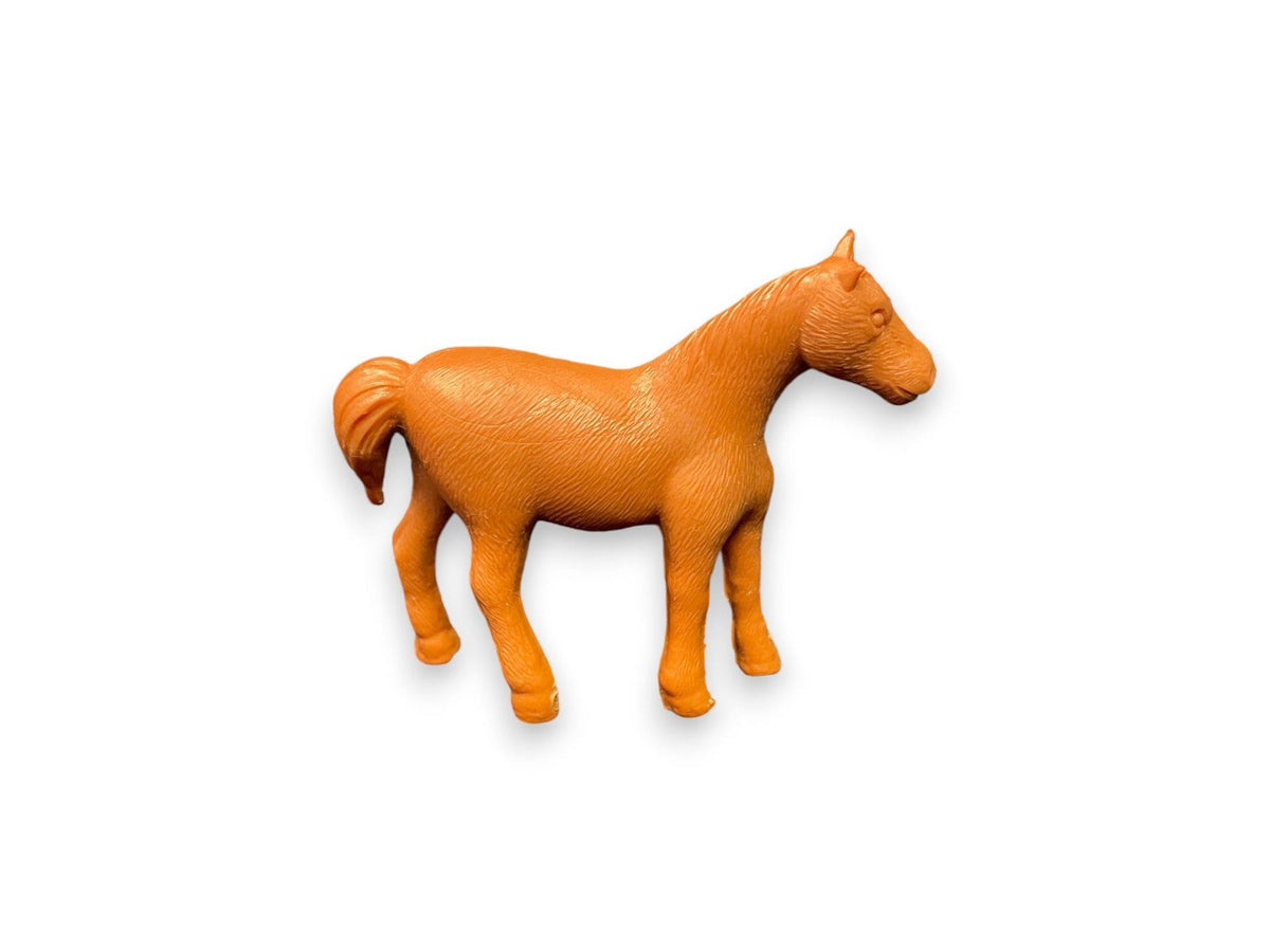 Soft Plastic Reddish Brown Toy Horse - Farm Toy Made in Japan - Embossed with Hair - Marked Japan 4